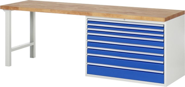 Etabli RAU série 7000 - modèle 7719, L2500 x P700 x H890 mm, base système L2500 x P650 x H850 mm, 03-7719A1-257B4M.11