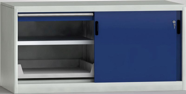 Armoire à portes coulissantes KLW comme armoire côté machine 700 x 1500 x 815 H x L x P avec portes coulissantes verrouillables, cloison centrale, 7SS-ST0700ETB-001MPB