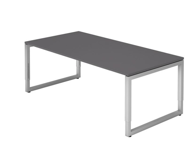 Bureau Hammerbacher O-foot carré 200x100cm graphite, forme rectangulaire avec plateau flottant, VRS2E/G/S