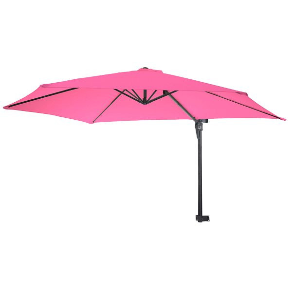 Paravent Mendler Casoria, parasol feu tricolore, parasol balcon, inclinable 3m, polyester aluminium/acier 9kg, rose-rose, 76502