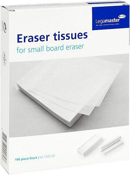 Papier buvard Legamaster pour petit effaceur de tableau blanc, UE : 100 pièces, 7-120200