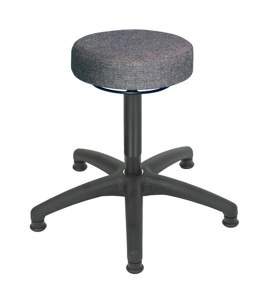 Tabouret de travail Lotz, rembourrage d'assise anthracite, déverrouillage par anneau, base stable en plastique noir, patins au sol, hauteur d'assise 470-665 mm, 3520.03