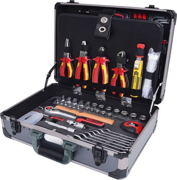 KS Tools Mallette à outils pour électricien 1/4" + 1/2", 128 pièces, 911.0628