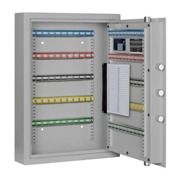 Coffre à clés Eichner avec serrure électronique, capacité pour 100 crochets à clés, 576 x 460 x 140 (HxLxP,mm), couleur : RAL 7035, 9201-00011-ELS