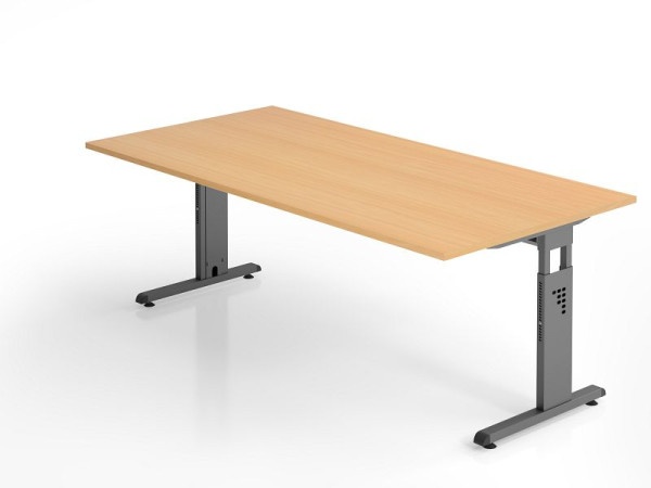 Bureau Hammerbacher OS2E, 200 x 100 cm, plateau : hêtre, épaisseur 25 mm, chant ABS 2 mm, forme rectangulaire, VOS2E/6/G