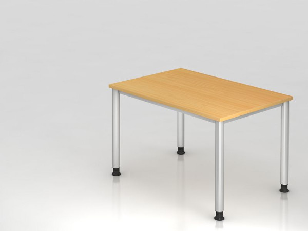 Bureau Hammerbacher 4 pieds rond 120x80cm hêtre/argent, forme rectangulaire, VHS12/6/S