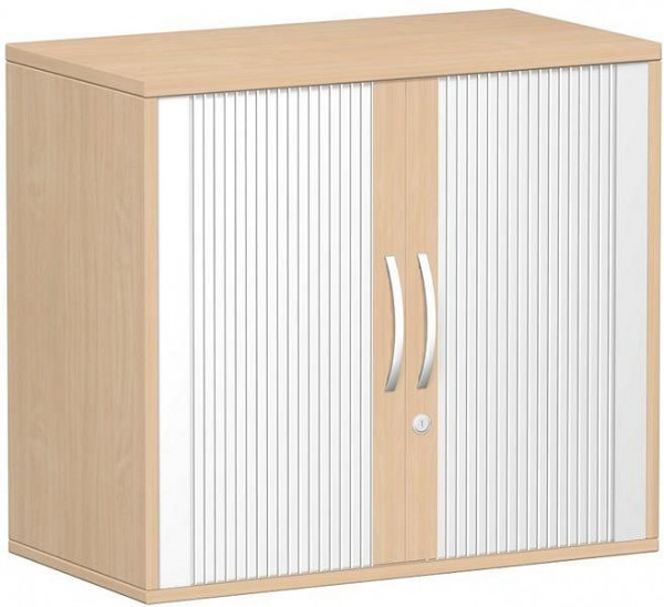 geramöbel élément supérieur pour armoire à volets roulants croisés 25 mm, avec pieds réglables, verrouillable, 800x425x720, argent/hêtre, S-381110-SB