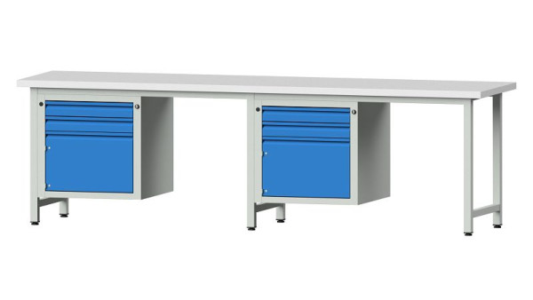 Établis ANKE Établi combiné, modèle 732 E, 2800 x 700 x 840 mm, RAL 7035/5012, KSP 40 mm, 511.002