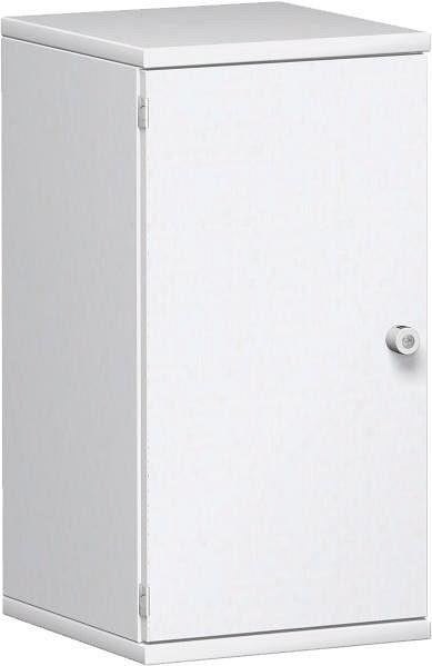 geramöbel armoire à portes battantes 1 étagère décorative, verrouillable, serrure à droite, 400x425x768, blanc/blanc, N-10DR204-WW