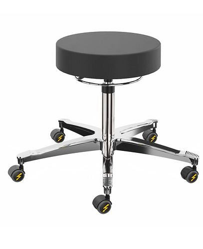 Tabouret de travail pour salle blanche Dauphin ESD, cuir artificiel, piètement en aluminium, 266982