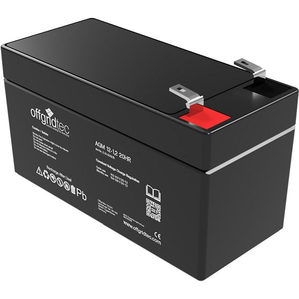 Offgridtec AGM 1.2Ah 20HR 12V - batterie solaire extrêmement résistante aux cycles, 2-01-001975