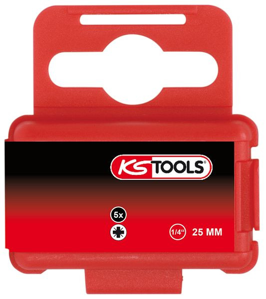 KS Tools Embout 1/4" PZ, 25 mm, PZ0, paquet de 5, 911.2393