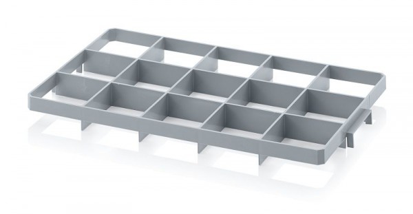 Inserts de caisse Auer pour conteneurs Euro 60 x 40 cm, 15 trous 10,9 x 11,7 cm au-dessus, Gef 15 o