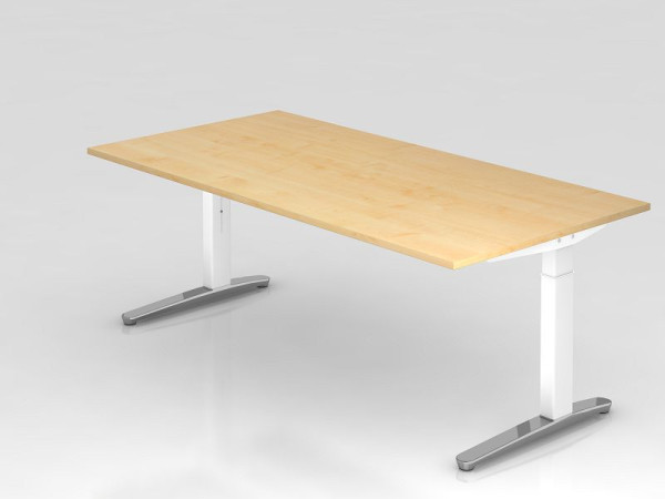 Bureau Hammerbacher pied C 200x100cm érable/blanc (poli), forme rectangulaire, VXB2E/3/WC