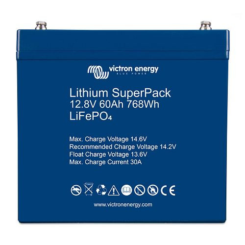 Batterie Victron Energy Lithium SuperPack 12,8 V/60 Ah (M6), 1-67-012430, BAT512060705