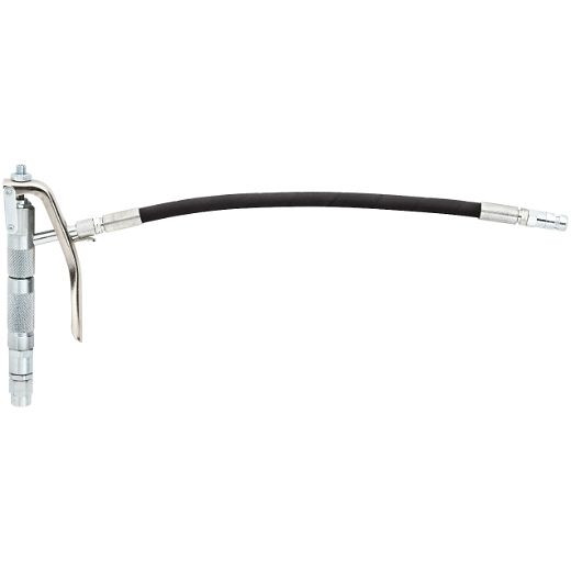 Pistolet graisseur ELMAG avec tube flexible, joint tournant IG 1/4', avec tête graisseuse à 4 mors, 33171