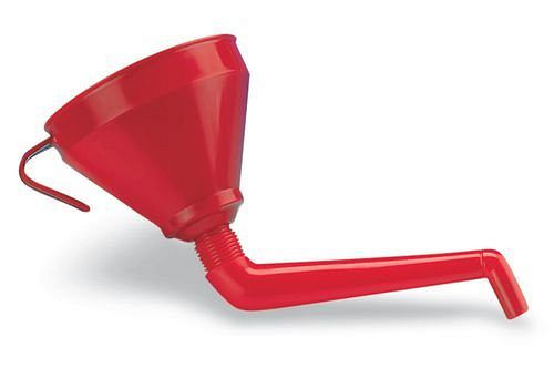 Entonnoir en plastique DENIOS avec bec courbé et tamis, Ø 160 mm, 123-246
