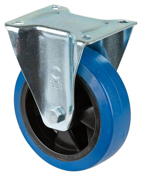 Rouleau de transport BS rollers, rouleau fixe, largeur de roue 50 mm, roue Ø 160 mm, capacité de charge 300 kg, pneus élastiques bleus, plastique, roulements à billes, L410.B62.161