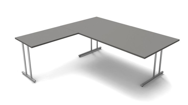 Poste de travail d'angle Kerkmann, Start Up, L 2000 mm x P 2000 mm x H 750 mm, couleur : graphite, 11437212
