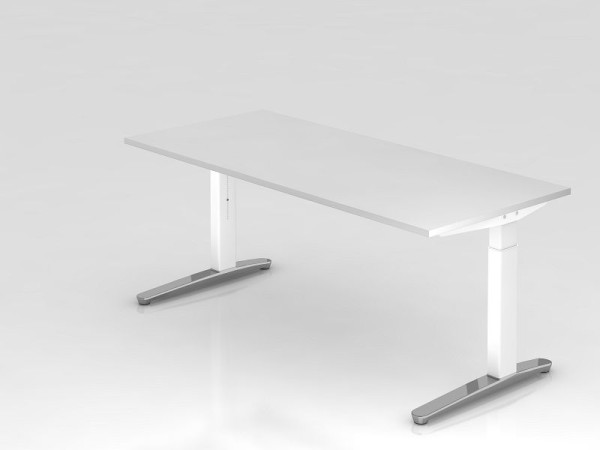 Bureau Hammerbacher pied C 180x80cm blanc/blanc, poli, forme rectangulaire, VXB19/W/WC