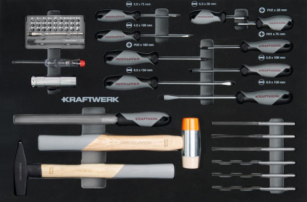 Insert pour tournevis et outil à percussion Kraftwerk BASIC LINE EVA, 60x40 cm, 49 pièces, 105.102.018