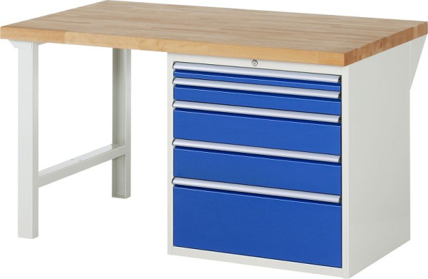 Etabli RAU série 7000 - conception modulaire, conteneur de sous-structure (5x tiroirs XL), 1500x840x900 mm, 03-7611A1-159B4S.11
