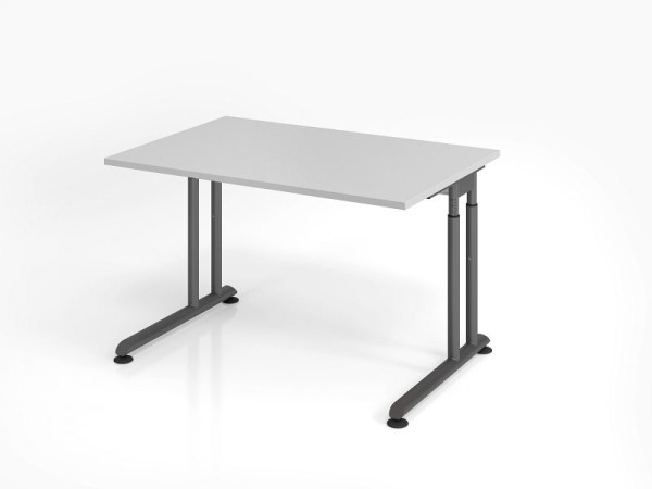 Bureau Hammerbacher ZS12, 120 x 80 cm, plateau : gris, épaisseur 25 mm, chant épais en ABS, forme rectangulaire, graphite, VZS12/5/G