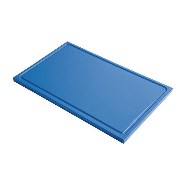 Planche à découper Gastro M avec rainure de jus GN1 / 2 bleu, GN324