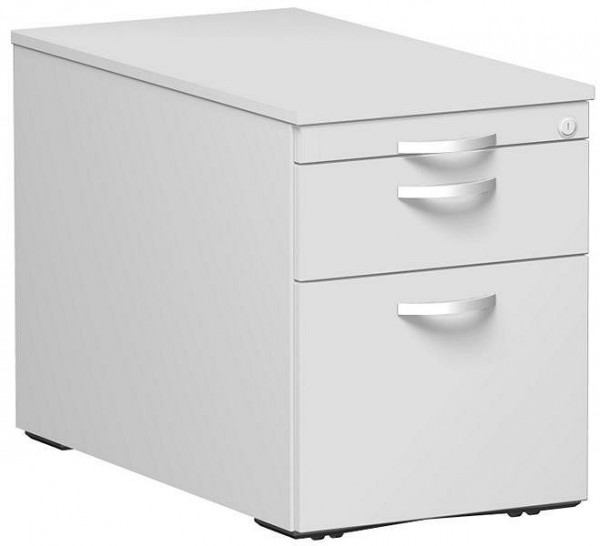 geramöbel conteneur mobile classeur suspendu et 1 tiroir en métal, guide de tiroir à roulettes en métal, 438x800x565, gris clair/gris clair, S-530352-LL