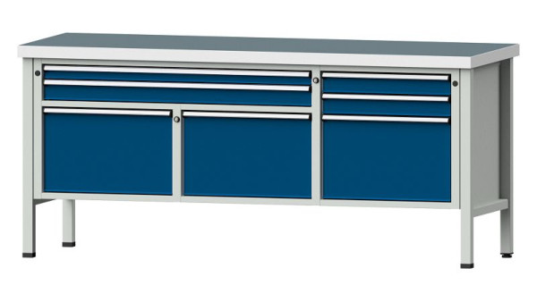 Établis ANKE Établi en caisson, modèle 281 V, 2000 x 700 x 900 mm, RAL 7035/5010, UBP 50 mm, 304.527