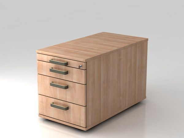 Conteneur roulant Hammerbacher 80cm, 3 tiroirs, poignée barrette de verrouillage noyer, 42,8x51,2x80 cm, 1/2/3/3 HE, VTC30/N/N/SG