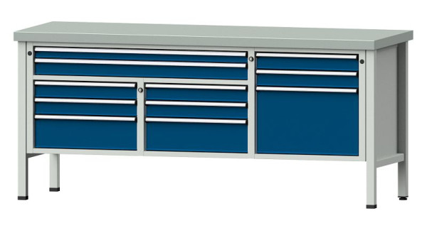 Établis ANKE Établi en caisson, modèle 283 V, 2000 x 700 x 900 mm, RAL 7035/5010, ZBP 50 mm, 304.563