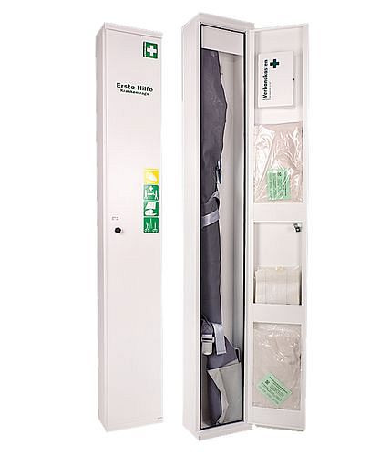Armoire de premiers secours DENIOS en acier, blanche, vide, 116-589