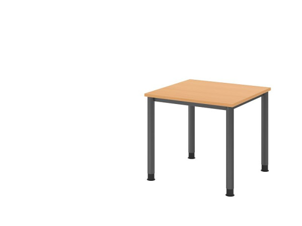 Bureau Hammerbacher HS08, 80 x 80 cm, plateau : hêtre, épaisseur 25 mm, structure 4 pieds en graphite, hauteur de travail 68,5-81 cm, VHS08/6/G