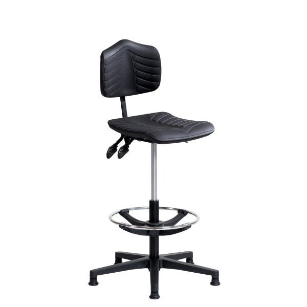 Siège de travail SOFAME ERGOSOFT 2010 avec patins et repose-pieds, hauteur d'assise 56-82, piètement polyamide, W050040013