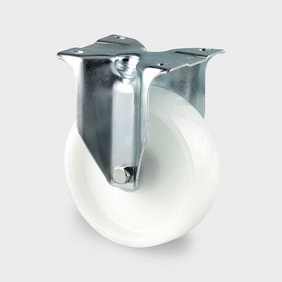 Roulette fixe TENTE-ROLLEN, roue Ø 80 mm, capacité de charge 180 kg, D 75 Shore, fixation plaque, passivé bleu, 3478UOR080P62