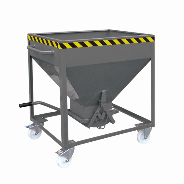 Conteneur silo industriel Eichinger sur roulettes, bec central actionnable par levier, 600 litres gris anthracite, 20510900000096