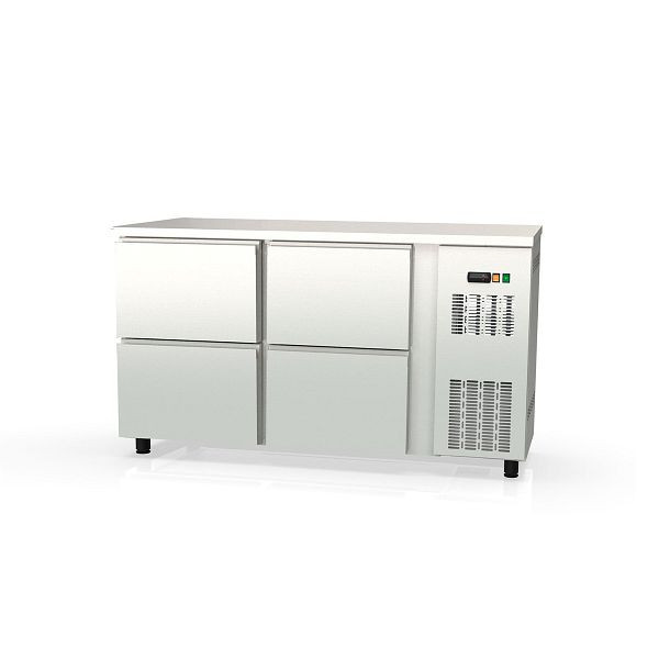 Table réfrigérée bar Vaiotec TOPLINE 530 acier inoxydable / 4 tiroirs, 148,5x53x85 cm, 11432