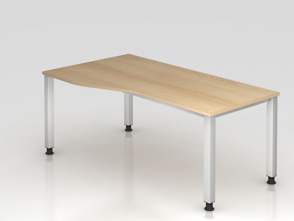 Bureau Hammerbacher 4 pieds carré 180x100/80cm chêne, forme libre, montage possible à gauche ou à droite, VQS18/E/S