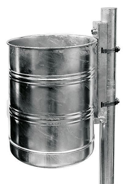 Conteneur à déchets Renner d'environ 20 L, non perforé, pour montage mural et sur poteau, galvanisé à chaud, 7003-01FV