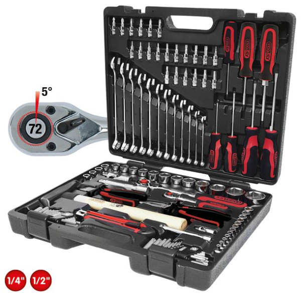 KS Tools 1/4"+1/2" CHROMEplus jeu d'outils universels, 97 pièces, 918.0797