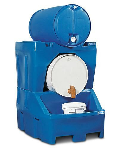 Station-service DENIOS type RS en polyéthylène (PE), avec support pour fûts en PE, pour 2 fûts de 200 litres chacun, 163336