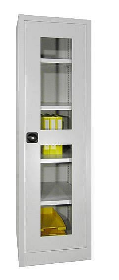Armoire à double porte Pavoy 1950/400/640, poignée rotative, étagères revêtues de poudre, fenêtre de visualisation, 31310-064-491-910510