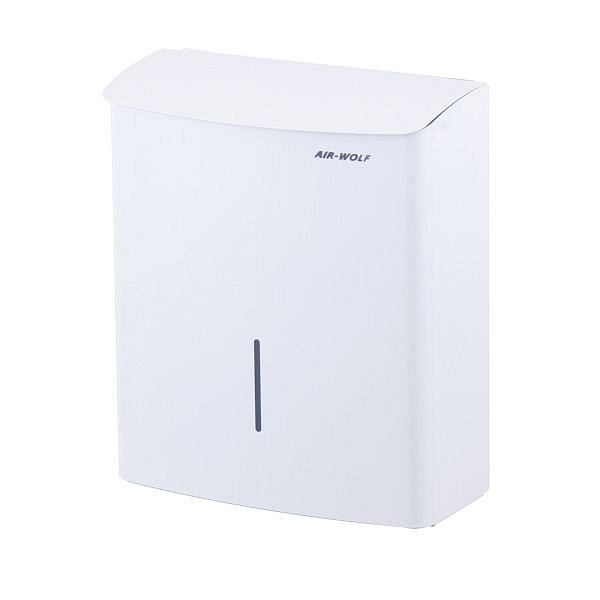 Conteneur à déchets hygiéniques Air Wolf d'un volume de 10 litres, série Alpha, H x L x P : 312 x 270 x 129 mm, acier inoxydable blanc, 60-124