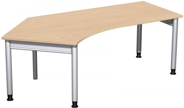 bureau geramöbel 135° gauche réglable en hauteur, 2166x1130x680-820, hêtre/argent, N-657315-BS