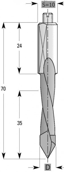 Perceuse traversante Edessö HW (HM) S10, A: 8, B: 35, GL: 70 - RH, 145408001
