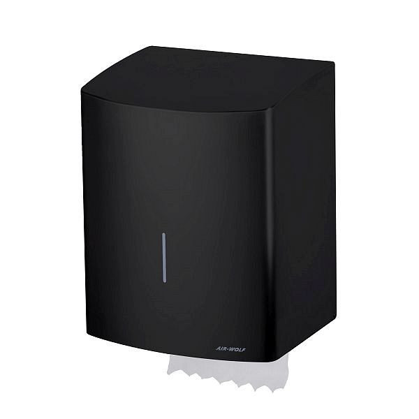 Distributeur d'essuie-mains en rouleau autotaraudeur Air Wolf, série Alpha, H x L x P : 383 x 306 x 236 mm, acier inoxydable noir, 60-151