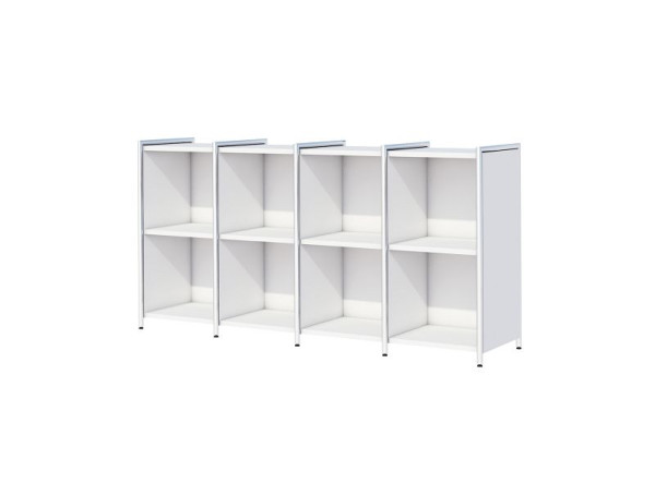 Buffet étroit Kerkmann, 3 x buffets supplémentaires étroits, comme étagères à compartiments, ouvert pour 2 OH, Artline, L 1580 x P 380 x H 780 mm, blanc, 13795610