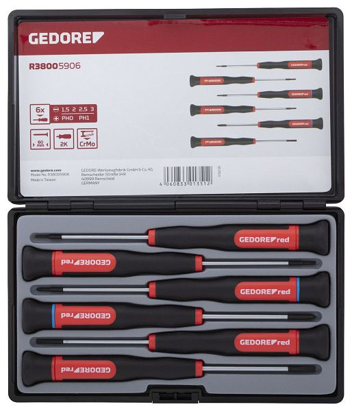 Jeu de tournevis électroniques GEDORE rouge 2K PH+SL 6 pièces, 3301351