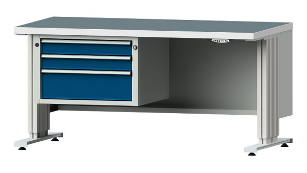 Établis ANKE table de travail LIFT avec sous-structure, modèle 603 VL, 1500 x 800 x 740-1140 mm, RAL 7035/5010, UBP 40 mm, 405.272
